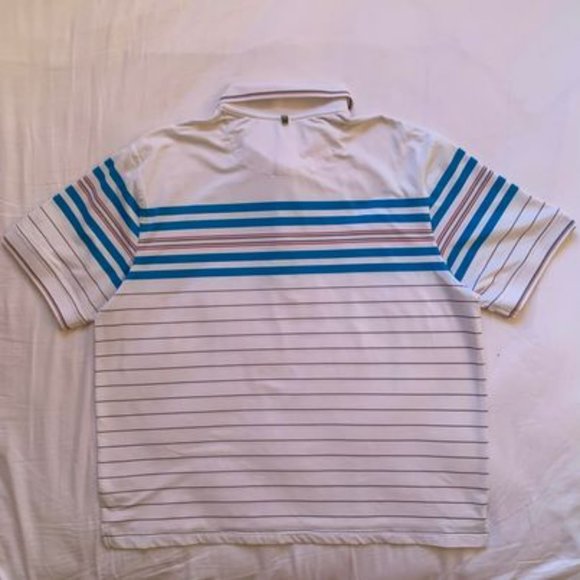 CIS Haggar White and Blue Striped Polo - Picture 2 of 4